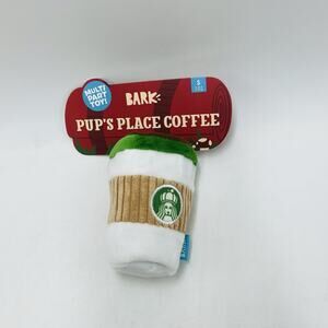 Bark Box S Pup's Place Coffee Plush Dog Toy Crinkle Squeaker Multi-Part New